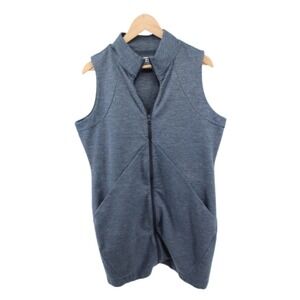 Title Nine Women XL Blue Zip Front Dress Sleeveless Travel Athletic Pockets